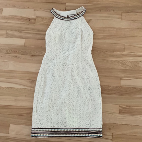 Pink Martini white lace dress, great fabric and quality, low cut back, x small - Picture 1 of 5